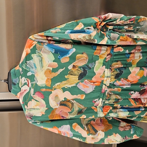 💕ALEMAIS💕 Arlo Shirt Dress ~ Multi-Color Abstract Watercolor Floral Print 8 - Picture 15 of 16